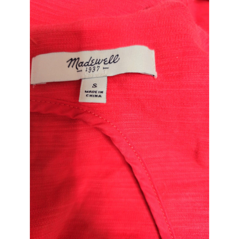 Madewell 1937 Cap Sleeve Ponte Fit and Flare Coral Dress POCKETS Womens Small - Picture 2 of 4